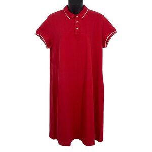 Lands End Red Polo Women Dress Petite Medium PM MP Collar Short Sleeve New